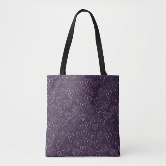 Tote Bag Motif moderne de coeur foncé violet (Devant)