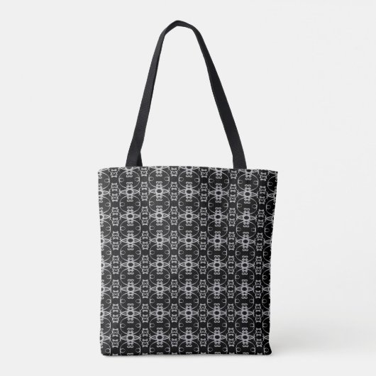 Tote Bag Motif moderne design en cercle sur noir (Dos)