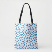 Tote Bag Motif monogramme du coeur bleu et blanc (Devant)