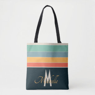 Tote Bag Motif Monogramme les années 70 bandes Vintages
