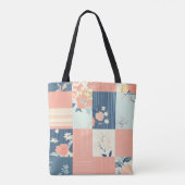 Tote Bag Motif Monogramme rose et bleu en écaille (Dos)