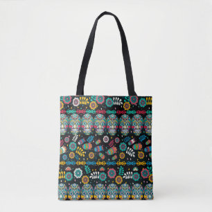 Tote Bag Motif multicolore sans soudure. Boho décoré