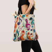 Tote Bag Motif musical coloré (De près)