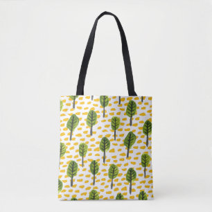 Tote Bag Motif Naïve Green Black Tree