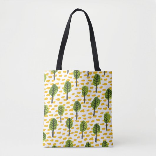Tote Bag Motif Naïve Green Black Tree (Devant)