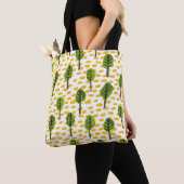 Tote Bag Motif Naïve Green Black Tree (De près)