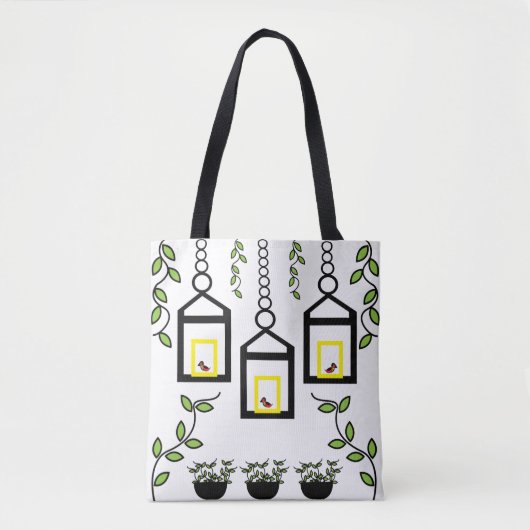 Tote Bag Motif naturel des oiseaux Plante verts (Devant)
