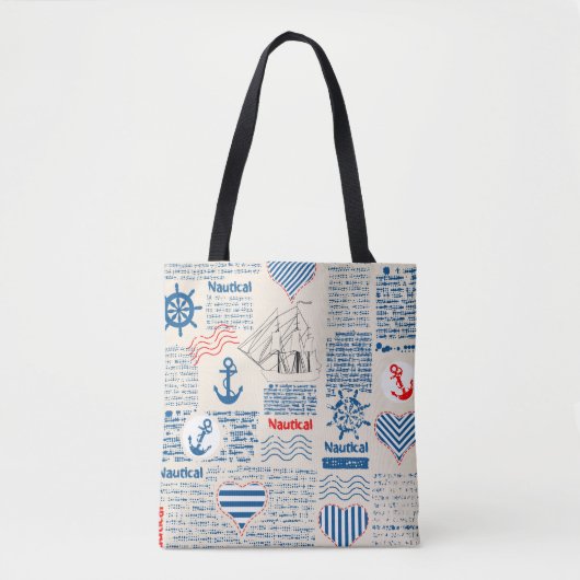 Tote Bag Motif nautique de journal (Devant)