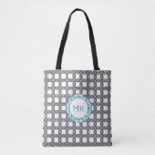 Tote Bag Motif noir et blanc Monogramme (Devant)