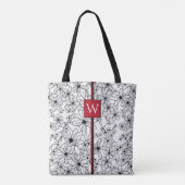 Tote Bag Motif noir floral et Monogramme blanc (Dos)