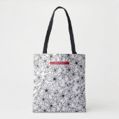Tote Bag Motif noir floral et nom rouge (Devant)
