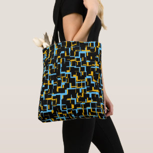 Tote Bag Motif numérique Camo noir bleu jaune
