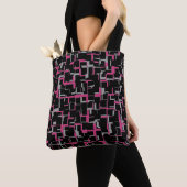 Tote Bag Motif numérique Camo noir Magenta gris (De près)