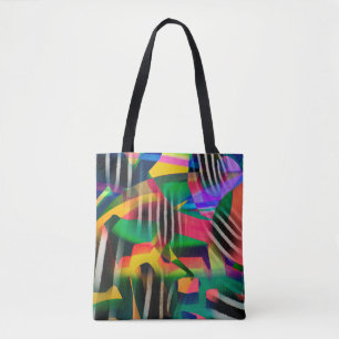 Tote Bag motif numérique mixte couleur vive design fait wi