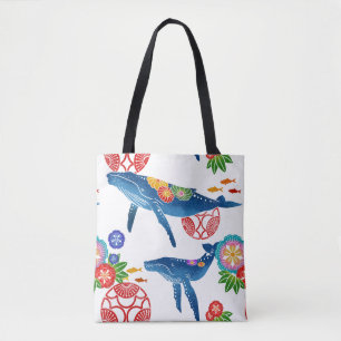 Tote Bag Motif Okinawan de baleine de bingata