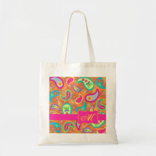 Tote Bag Motif Orange Moderne Paisley Whimsy