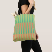 Tote Bag Motif orange vert rayé (De près)