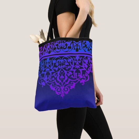 Tote Bag Motif orange violet ombre Fourre-tout (De près)