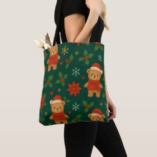 Tote Bag Motif Ourson de Noël – Douces Fêtes de Fin d'Année