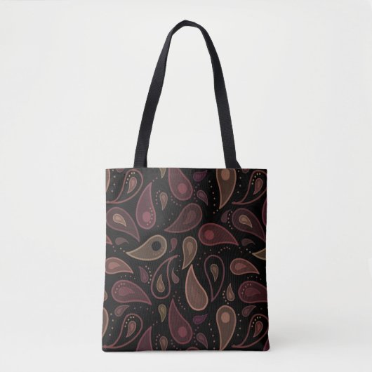 Tote Bag Motif Paisley Moderne Sombre Élégant (Devant)