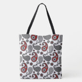 Tote Bag Motif Paisley, noir, blanc et rouge (Dos)