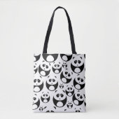 Tote Bag Motif Panda noir et blanc Kawaii (Devant)