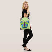 Tote Bag Motif papillon patchwork sur fond vert