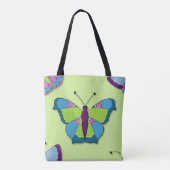 Tote Bag Motif papillon patchwork sur fond vert (Dos)