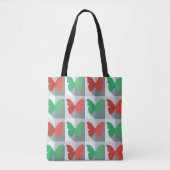 Tote Bag Motif Papillon Rouge et Vert (Devant)