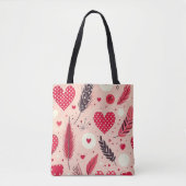 Tote Bag Motif Pastel Feather and Heart (Devant)