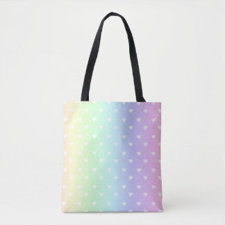 Tote Bag Motif Pastel Rainbow Ombre Hearts