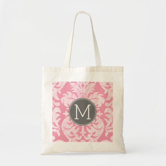 Tote Bag Motif Pastel rose et gris Damas Motif personnalisé (Devant)