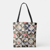 Tote Bag motif patchwork transparent avec fleurs (Dos)