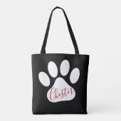 Tote Bag Motif Paw Chien Blanc Personnalisé Sur Arrière - p (Dos)