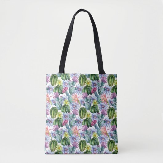 Tote Bag Motif peint à la main de cactus d'aquarelle (Devant)