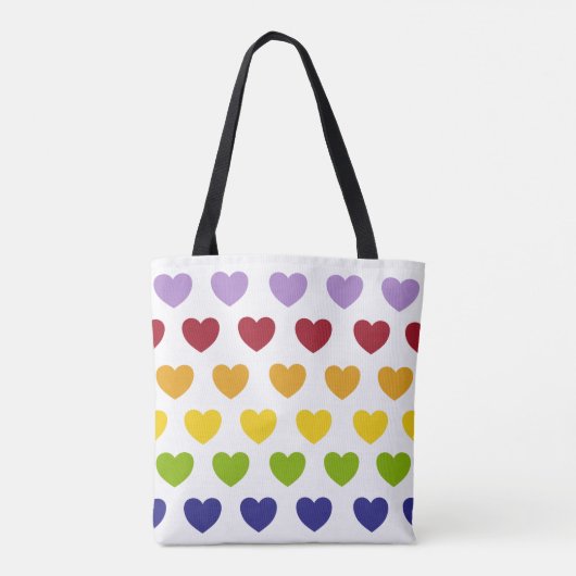 Tote Bag Motif Personnalisé des Coeurs Arc-en-ciel (Dos)