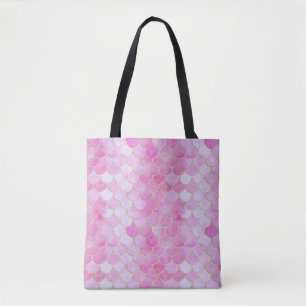 Tote Bag Motif Pink Pastel & Gold Shimmer Mermaid