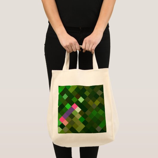 Tote Bag Motif Pixelé - Vert (Devant (produit))