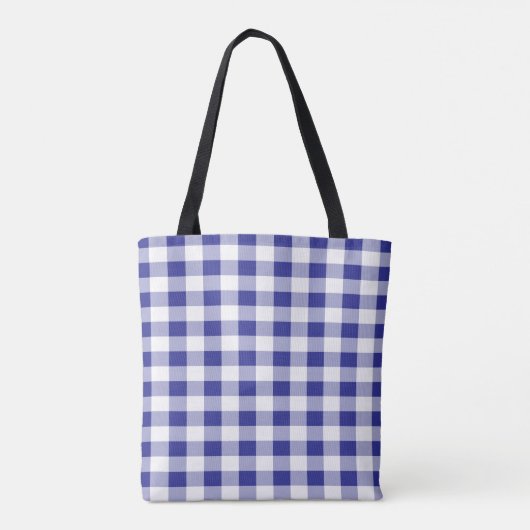 Tote Bag Motif Plaid Buffalo Bleu et Blanc (Dos)