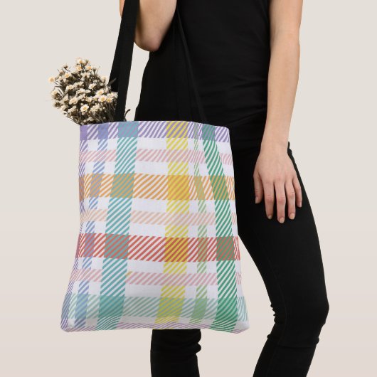 Tote Bag Motif Plaid clair couleur (De près)