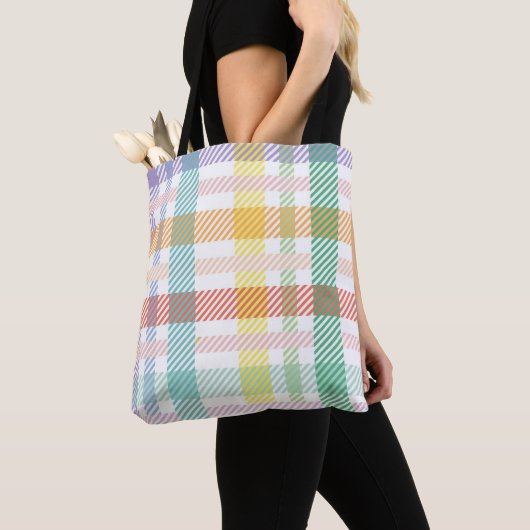 Tote Bag Motif Plaid clair couleur (De près)