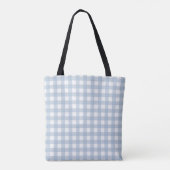 Tote Bag Motif Plaid En vichy bleu minimaliste (Dos)