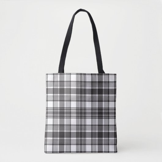 Tote Bag Motif plaid gris et blanc (Devant)