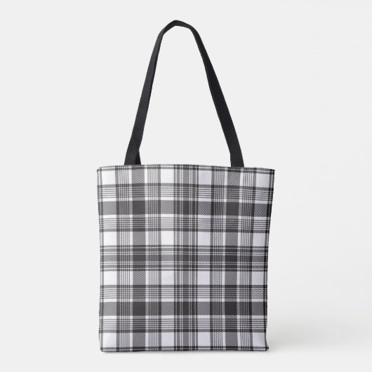 Tote Bag Motif plaid gris et blanc (Dos)