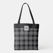 Tote Bag Motif Plaid Monogramme Noir Et Gris (Dos)
