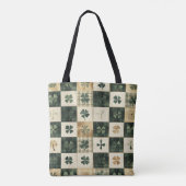 TOTE BAG MOTIF PLAID VERT AVEC SHAMROCKS VERT & BLANC (Dos)