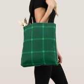 Tote Bag Motif plaid vert foncé (De près)