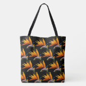 Tote Bag Motif Plante Orange Bird of Paradise sur Noir (Dos)