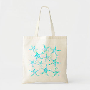 Tote Bag Motif pointillé d'étoiles de mer dans la turquoi