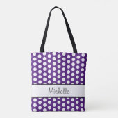Tote Bag Motif Pois tendance violet blanc (Dos)